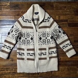 Pendleton The Westerley Big Lebowski Wool Zip Cardigan Sweater Tan Mens M